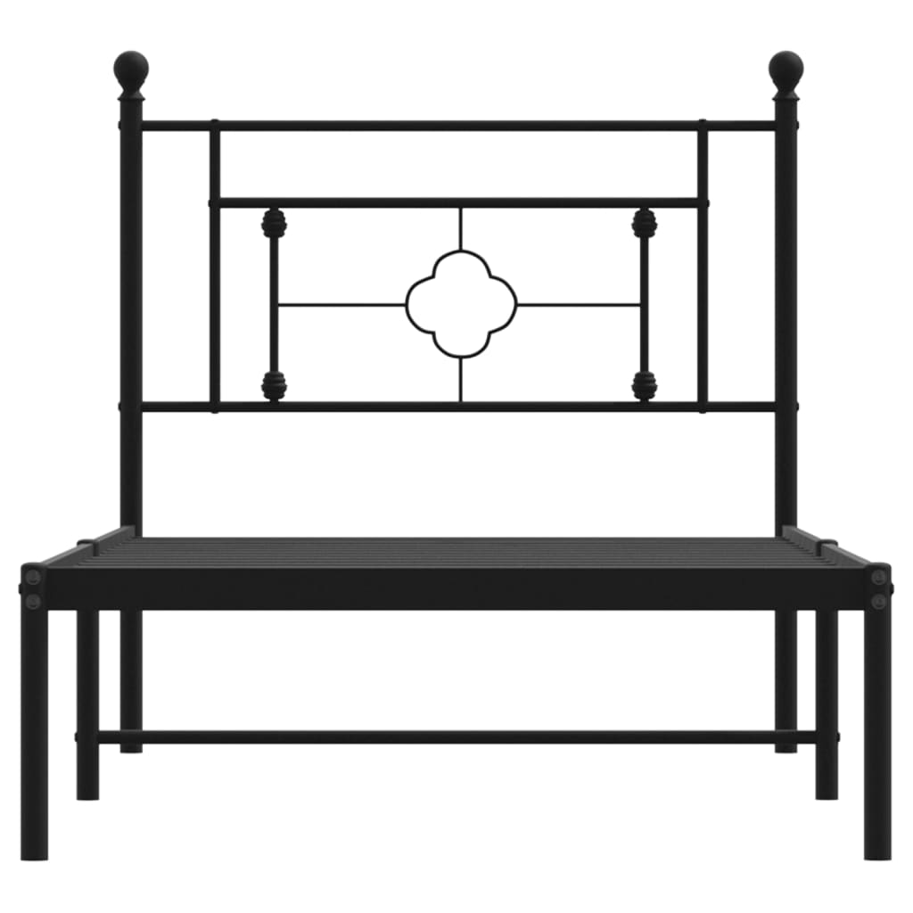 Estrutura de cama com cabeceira 100x190 cm metal preto