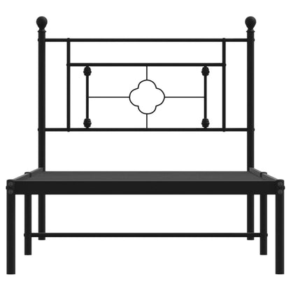 Estrutura de cama com cabeceira 100x190 cm metal preto