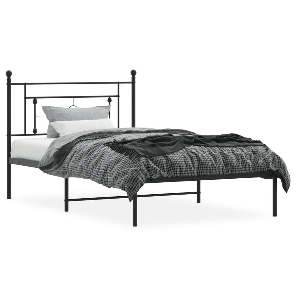 Estrutura de cama com cabeceira 107x203 cm metal preto