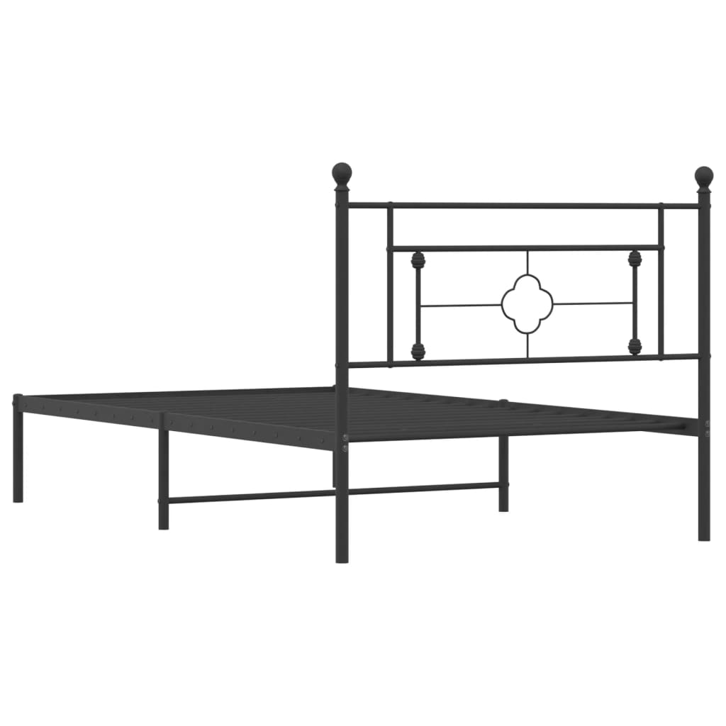 Estrutura de cama com cabeceira 107x203 cm metal preto