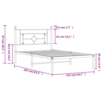 Estrutura de cama com cabeceira 107x203 cm metal preto