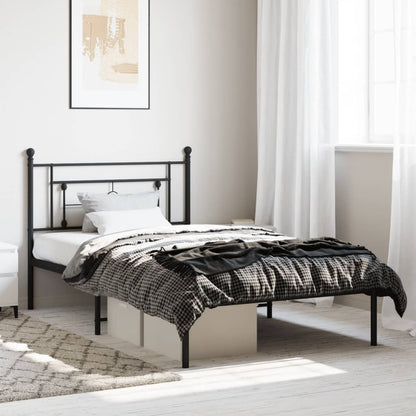 Estrutura de cama com cabeceira 107x203 cm metal preto