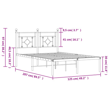 Estrutura de cama com cabeceira 120x200 cm metal preto