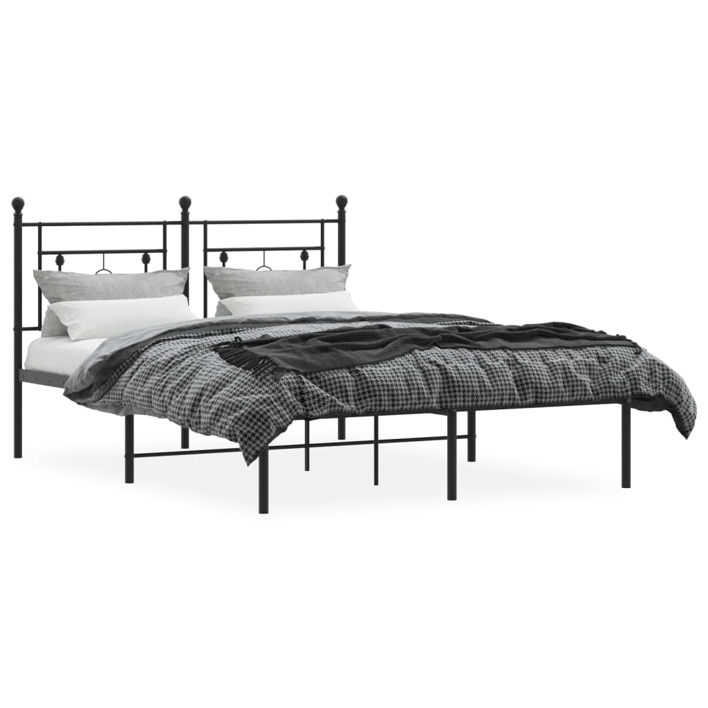 Estrutura de cama com cabeceira 135x190 cm metal preto