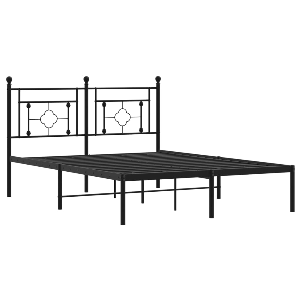 Estrutura de cama com cabeceira 135x190 cm metal preto