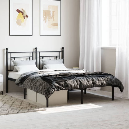 Estrutura de cama com cabeceira 135x190 cm metal preto