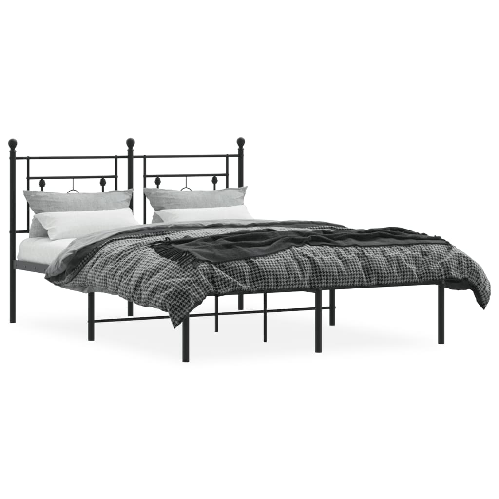 Estrutura de cama com cabeceira 140x190 cm metal preto