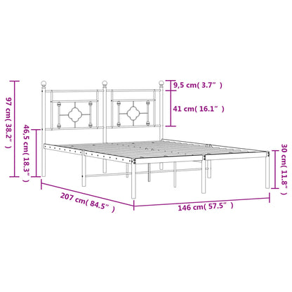 Estrutura de cama com cabeceira 140x200 cm metal preto