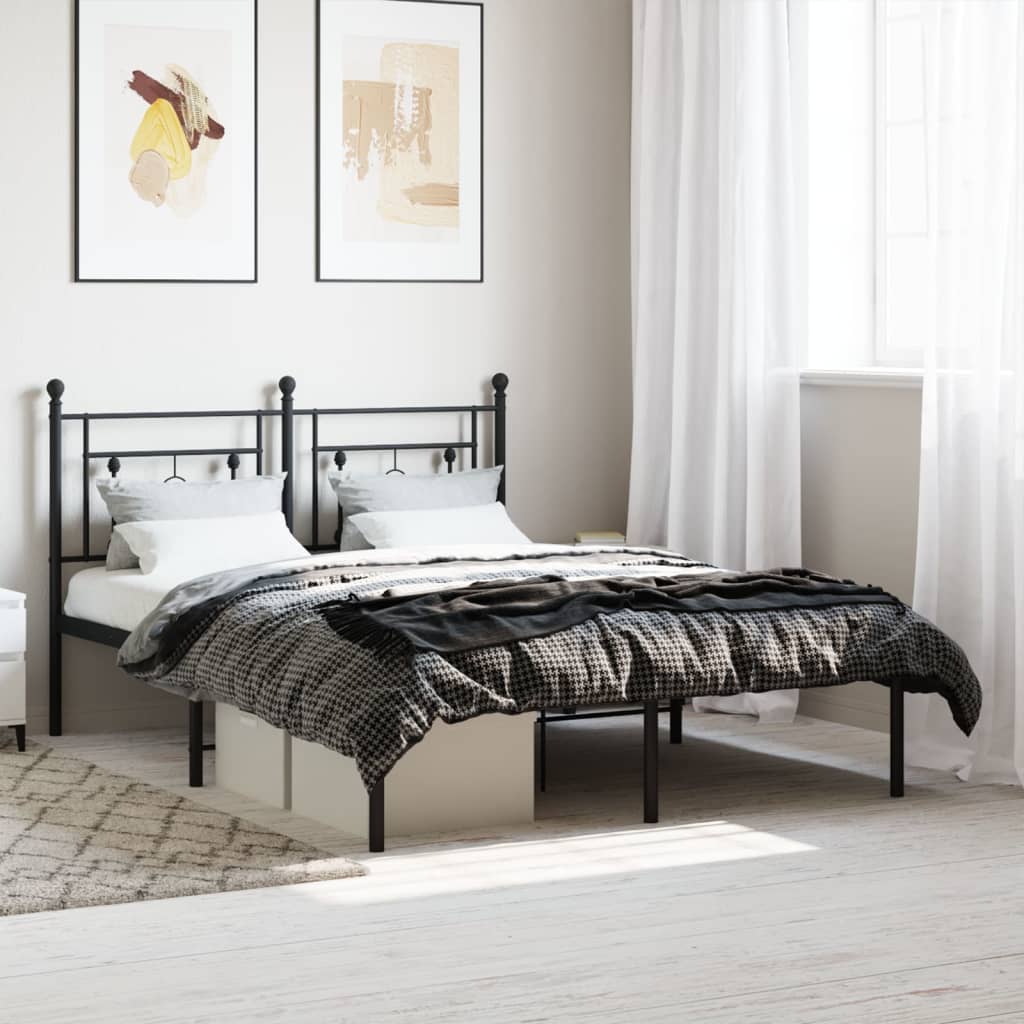 Estrutura de cama com cabeceira 140x200 cm metal preto