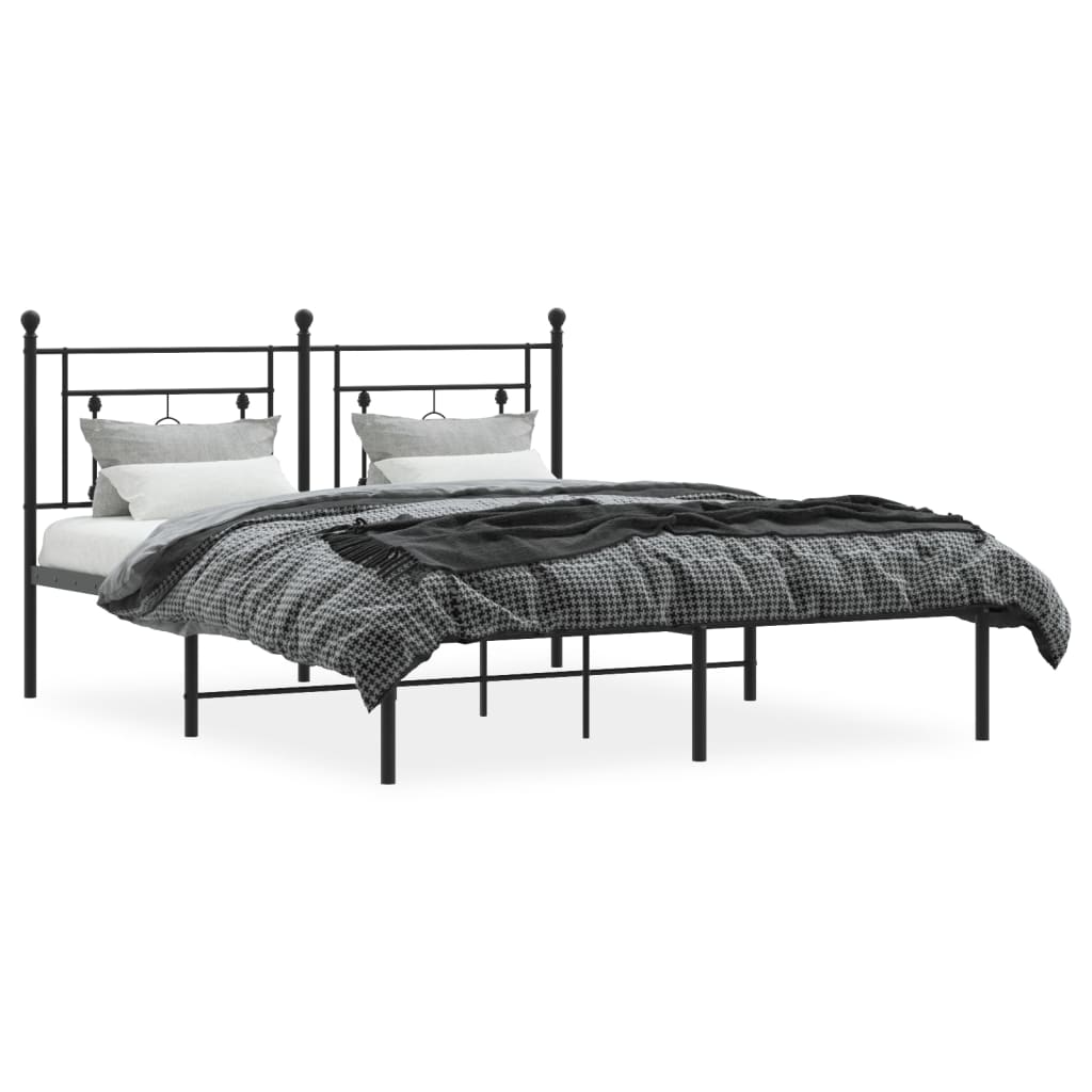 Estrutura de cama com cabeceira 160x200 cm metal preto