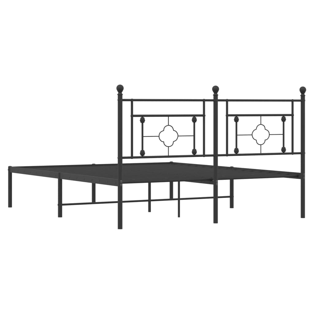 Estrutura de cama com cabeceira 160x200 cm metal preto