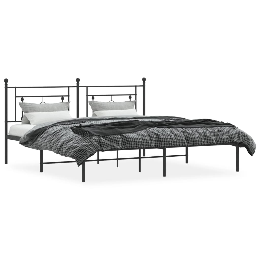 Estrutura de cama em metal com cabeceira 180x200 cm preto