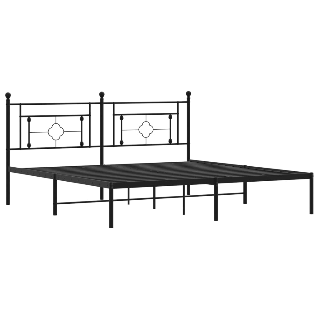 Estrutura de cama em metal com cabeceira 180x200 cm preto