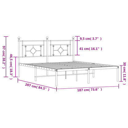 Estrutura de cama em metal com cabeceira 180x200 cm preto