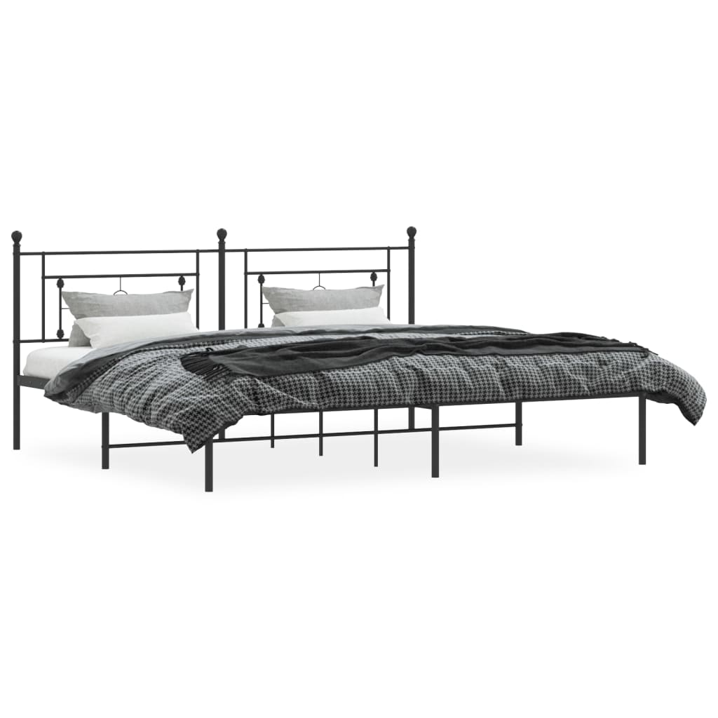 Estrutura de cama com cabeceira 200x200 cm metal preto