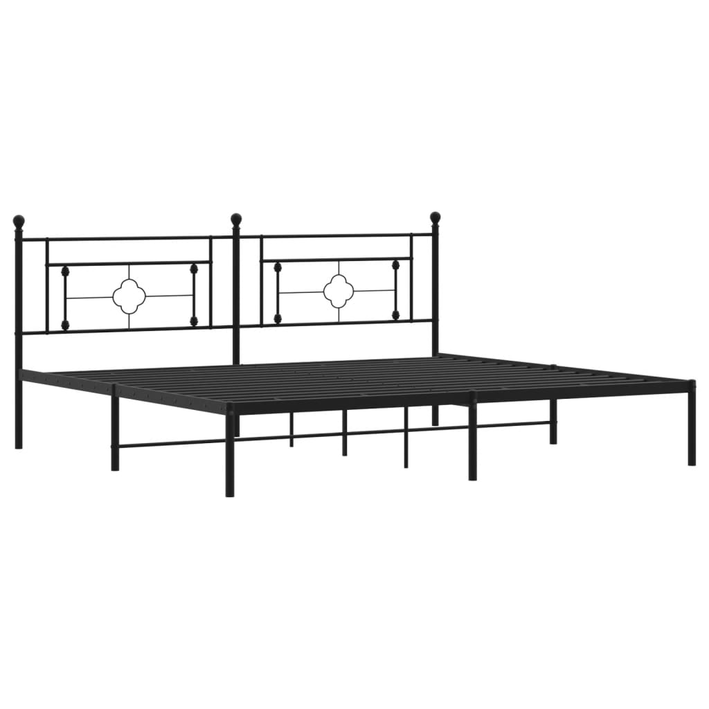 Estrutura de cama com cabeceira 200x200 cm metal preto