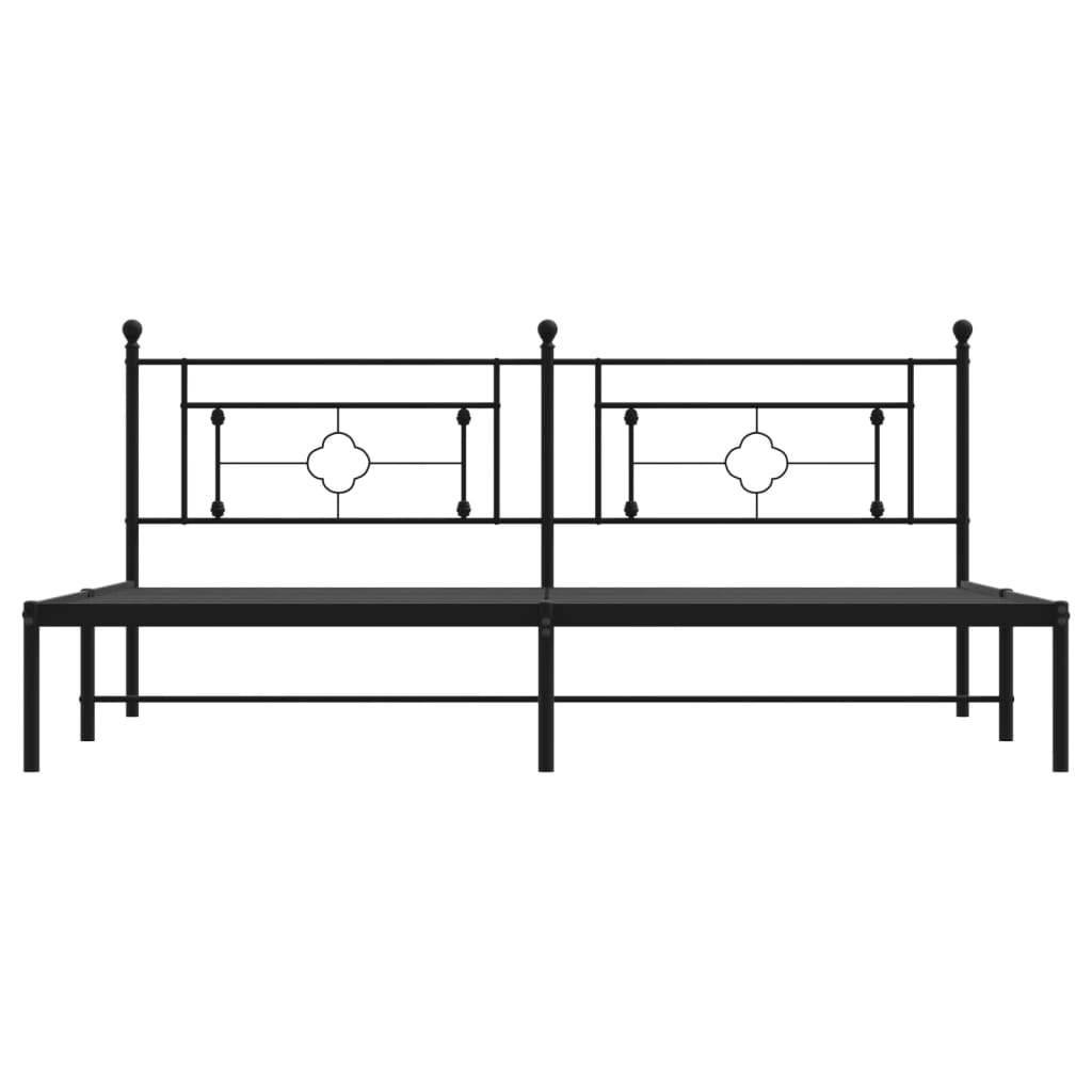 Estrutura de cama com cabeceira 200x200 cm metal preto