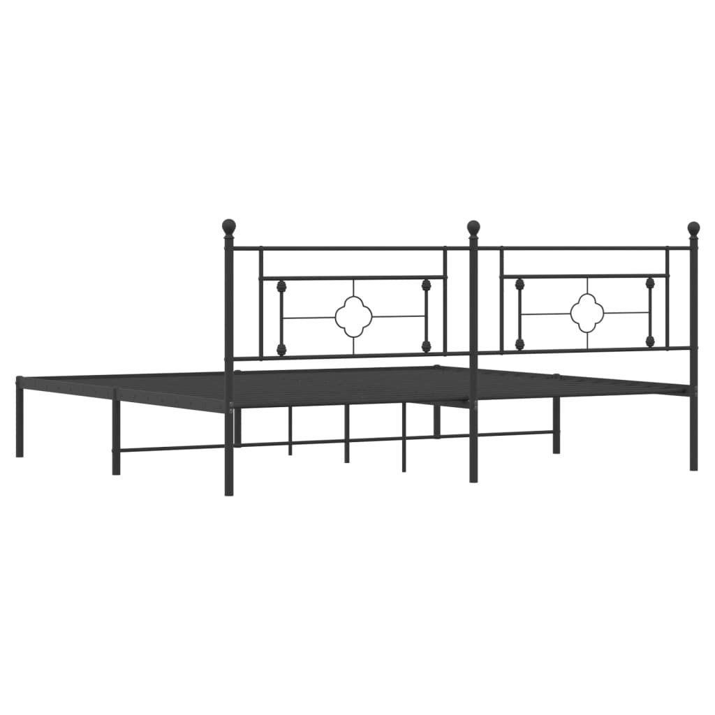 Estrutura de cama com cabeceira 200x200 cm metal preto