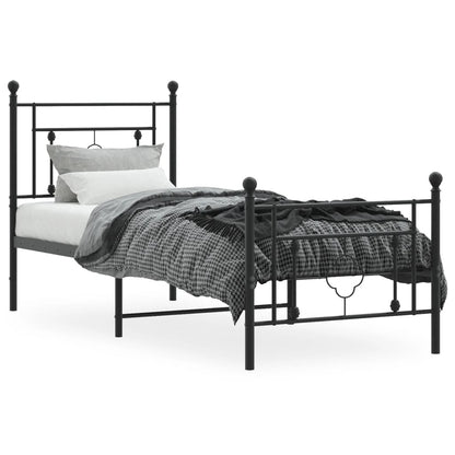 Estrutura de cama com cabeceira e pés 80x200 cm metal preto