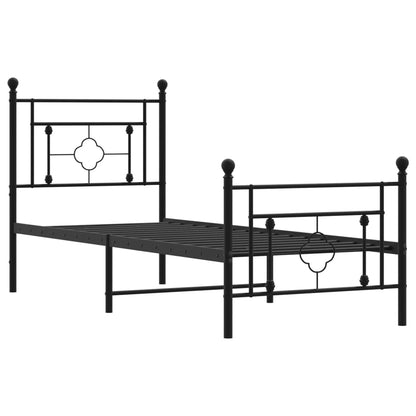 Estrutura de cama com cabeceira e pés 80x200 cm metal preto