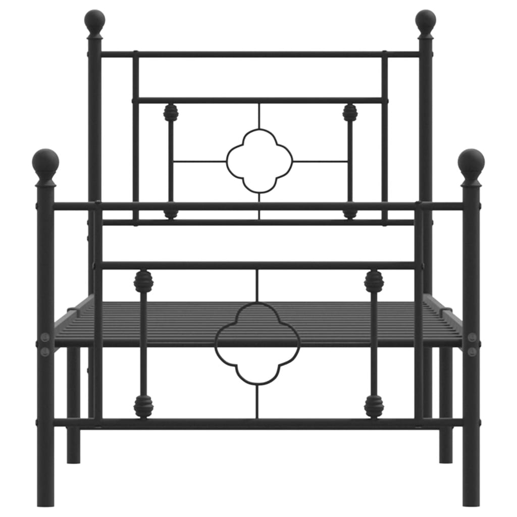 Estrutura de cama com cabeceira e pés 80x200 cm metal preto