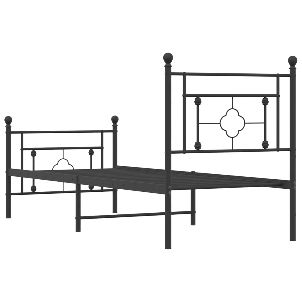 Estrutura de cama com cabeceira e pés 80x200 cm metal preto