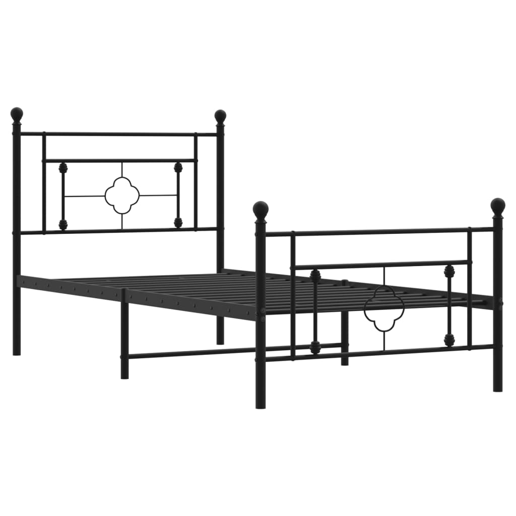 Estrutura de cama com cabeceira e pés 100x200 cm metal preto