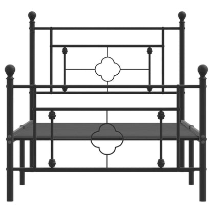 Estrutura de cama com cabeceira e pés 100x200 cm metal preto