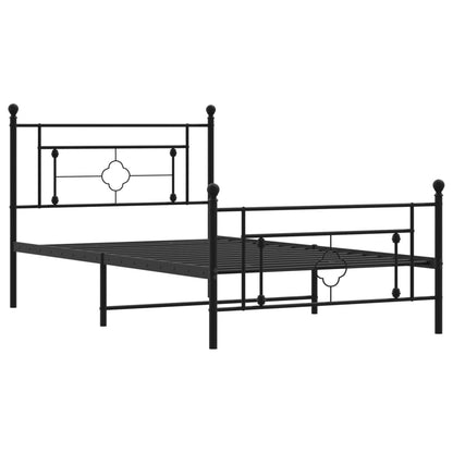 Estrutura de cama com cabeceira e pés 107x203 cm metal preto