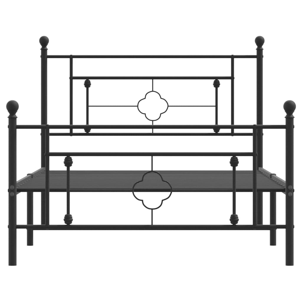 Estrutura de cama com cabeceira e pés 107x203 cm metal preto