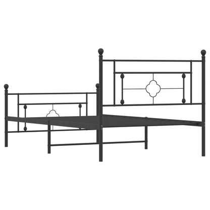 Estrutura de cama com cabeceira e pés 107x203 cm metal preto