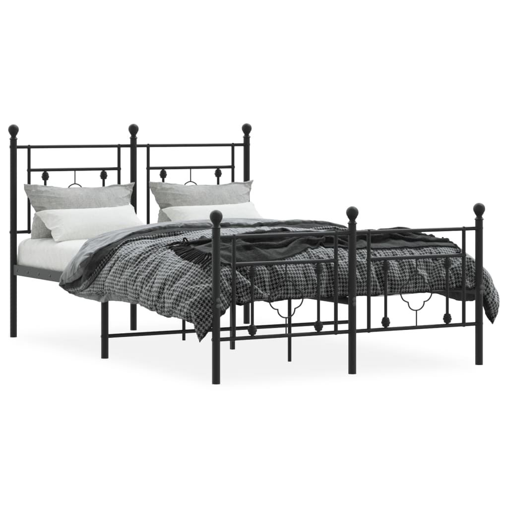 Estrutura de cama com cabeceira e pés 120x190 cm metal preto