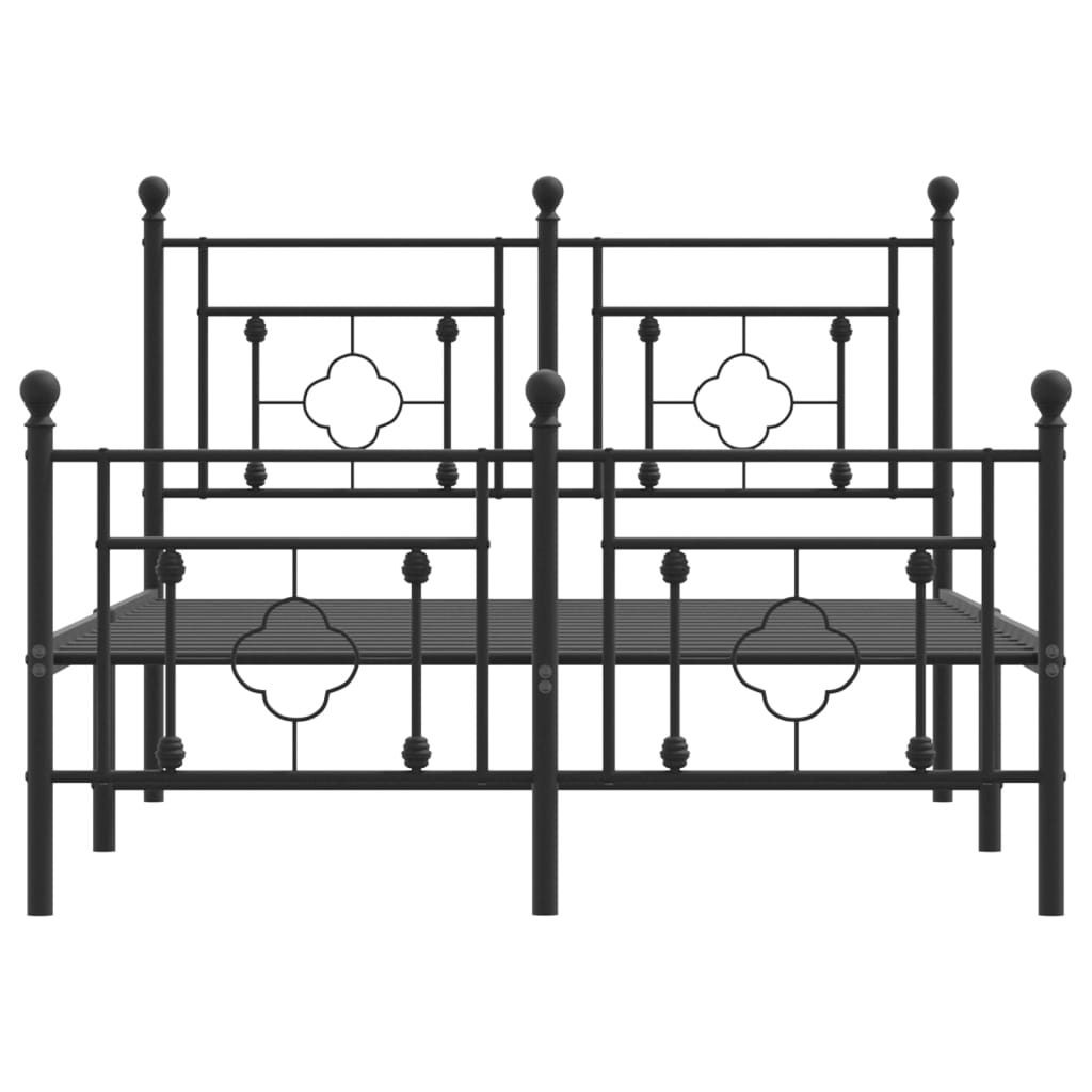 Estrutura de cama com cabeceira e pés 120x200 cm metal preto