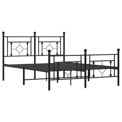 Estrutura de cama com cabeceira e pés 135x190 cm metal preto