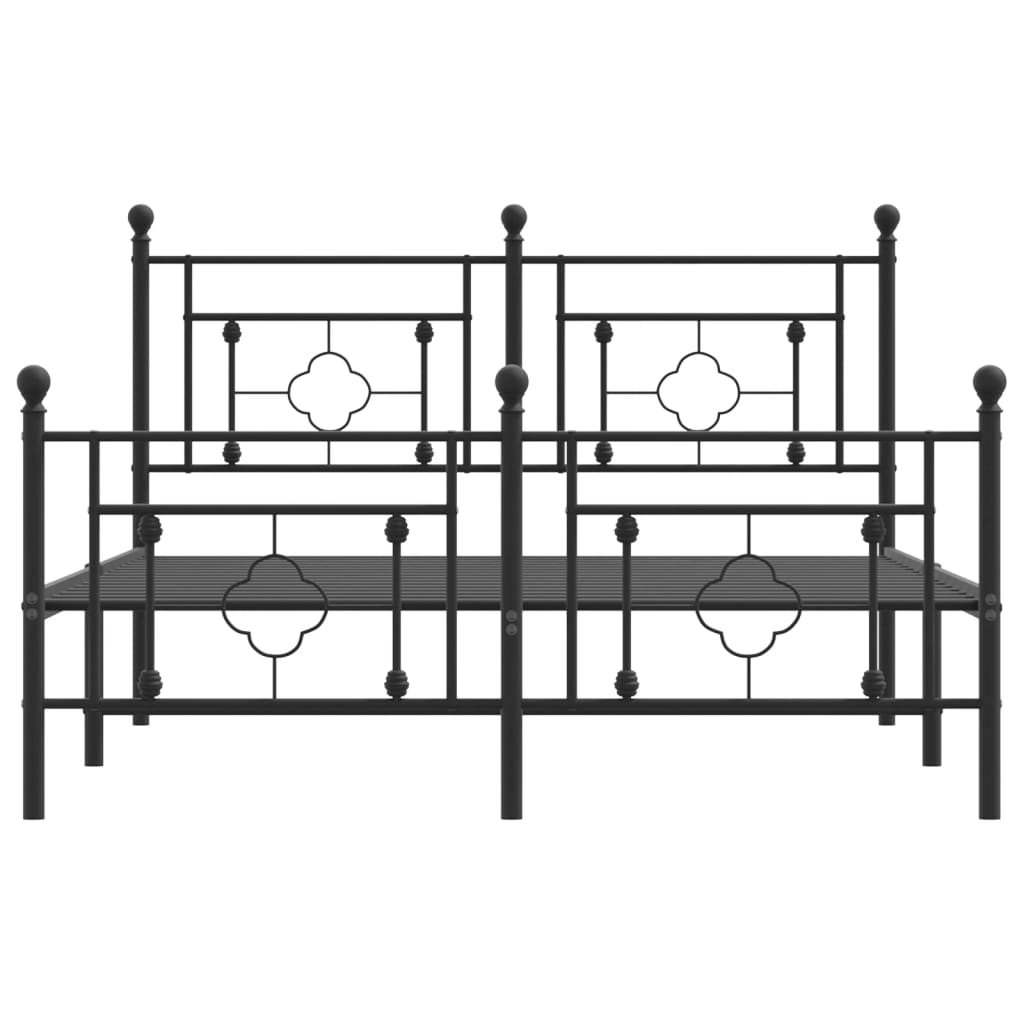 Estrutura de cama com cabeceira e pés 135x190 cm metal preto