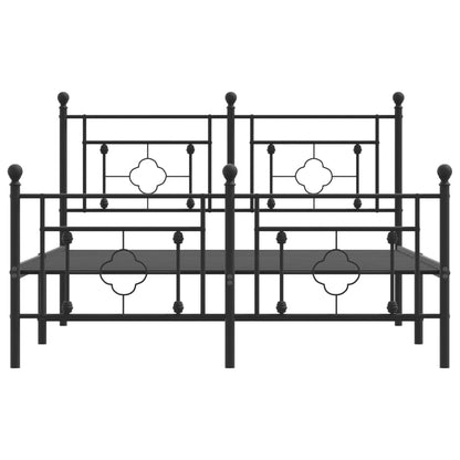 Estrutura de cama com cabeceira e pés 135x190 cm metal preto