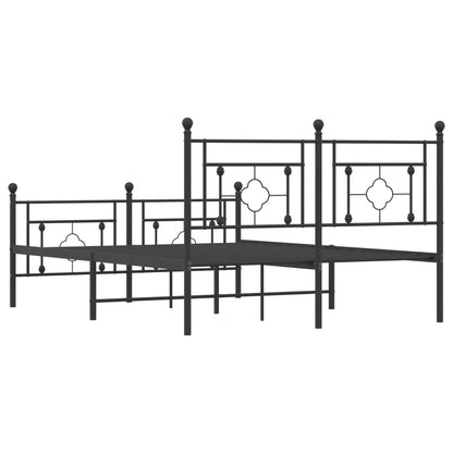 Estrutura de cama com cabeceira e pés 135x190 cm metal preto