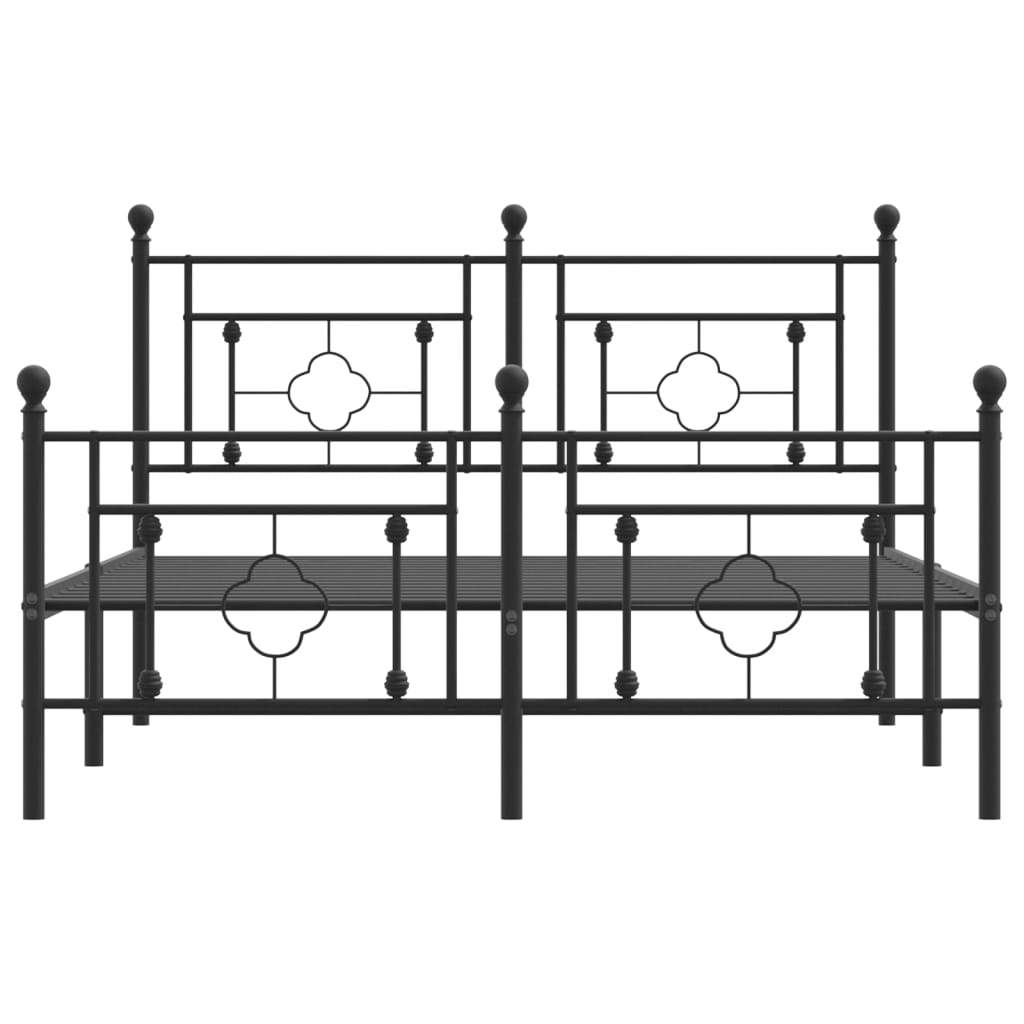 Estrutura de cama com cabeceira e pés 140x190 cm metal preto