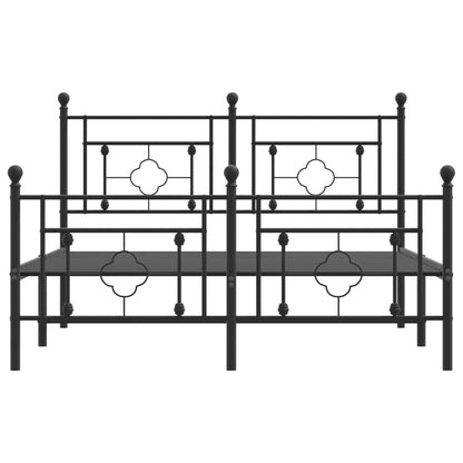 Estrutura de cama com cabeceira e pés 140x190 cm metal preto