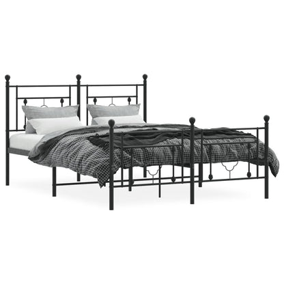 Estrutura de cama com cabeceira e pés 140x200 cm metal preto