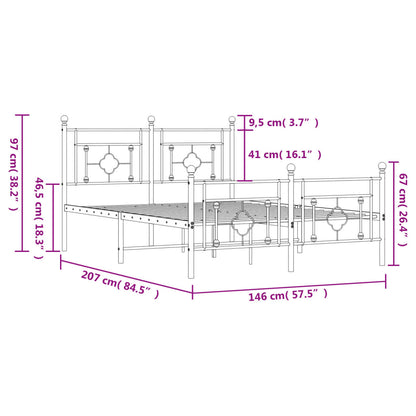 Estrutura de cama com cabeceira e pés 140x200 cm metal preto