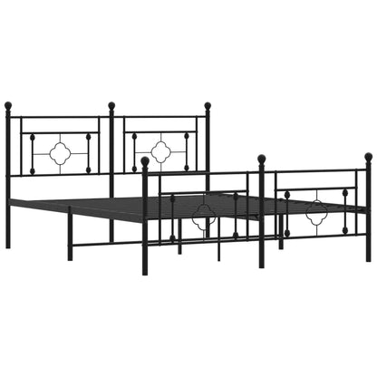 Estrutura de cama com cabeceira e pés 150x200 cm metal preto