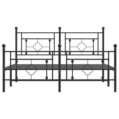 Estrutura de cama com cabeceira e pés 150x200 cm metal preto