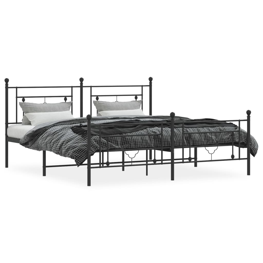 Estrutura de cama com cabeceira e pés 180x200 cm metal preto