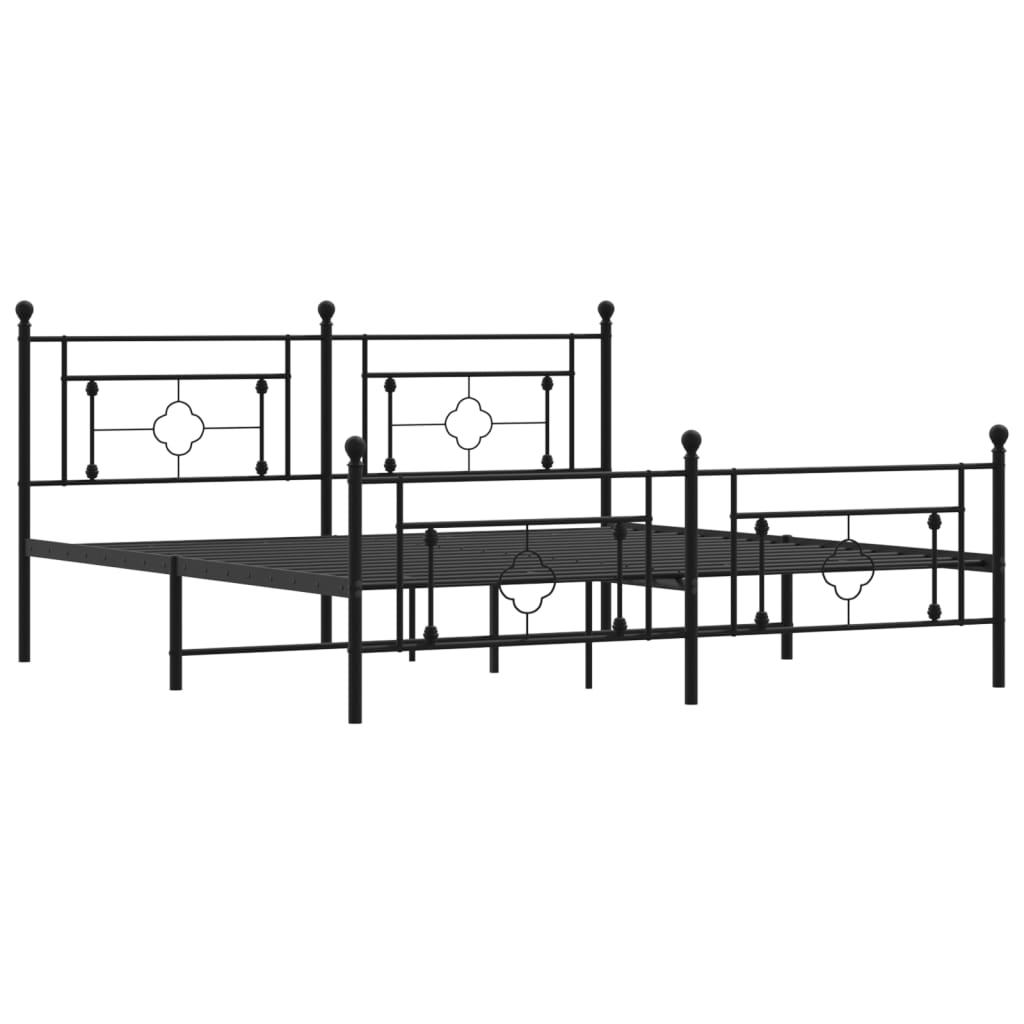 Estrutura de cama com cabeceira e pés 180x200 cm metal preto