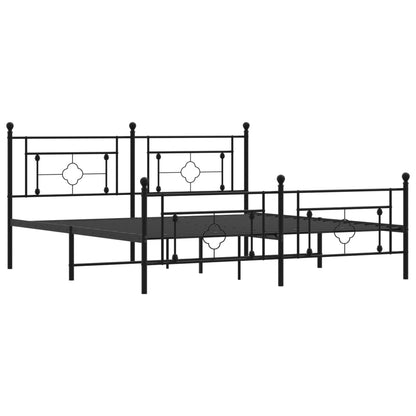 Estrutura de cama com cabeceira e pés 180x200 cm metal preto