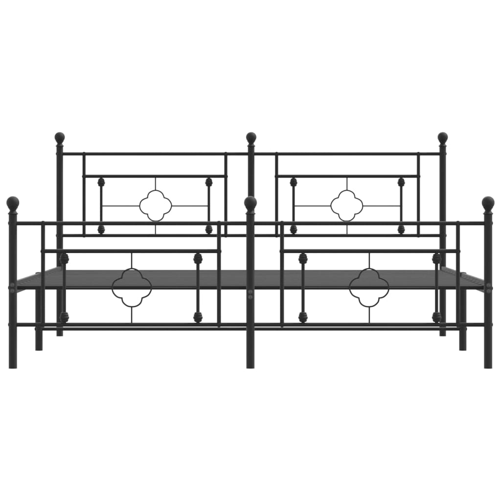 Estrutura de cama com cabeceira e pés 180x200 cm metal preto