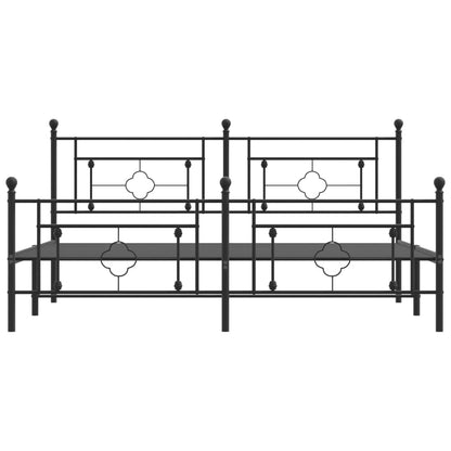 Estrutura de cama com cabeceira e pés 180x200 cm metal preto