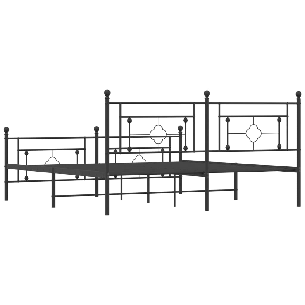 Estrutura de cama com cabeceira e pés 180x200 cm metal preto