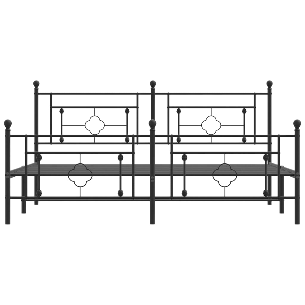 Estrutura de cama com cabeceira e pés 183x213 cm metal preto